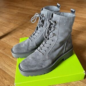 Sam Edelman Lue River Rock Suede Combat Boots 10
